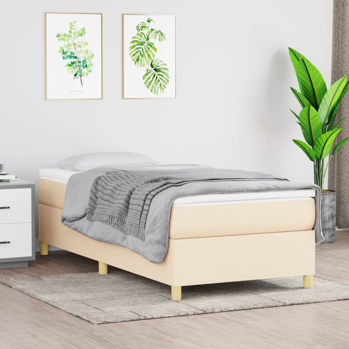 Boxspring sengeramme 90x190 cm stof cremefarvet