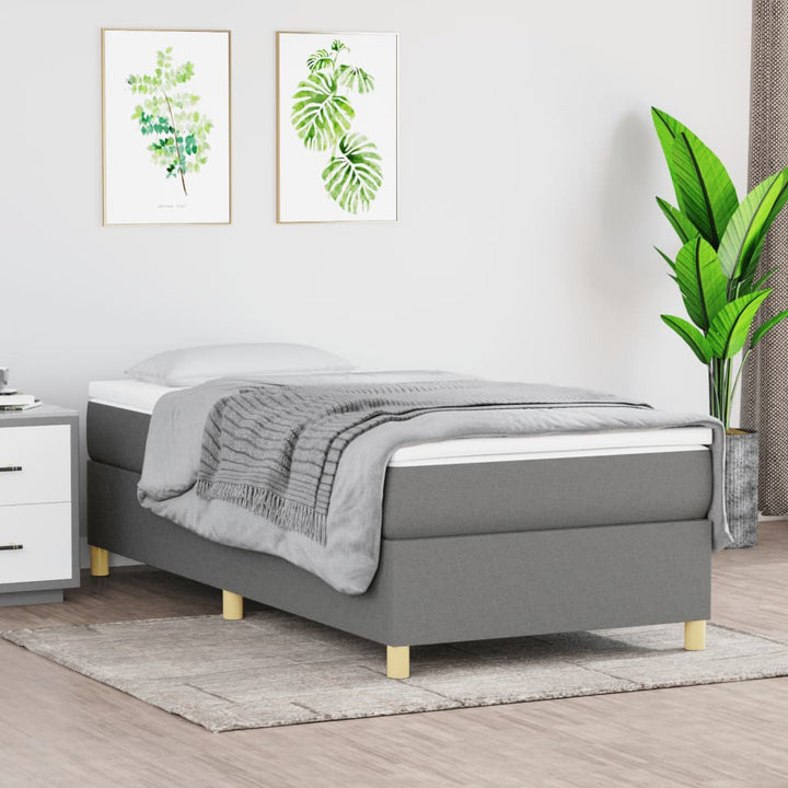 Boxspring sengeramme Mørkegrå 90x200 cm Stof