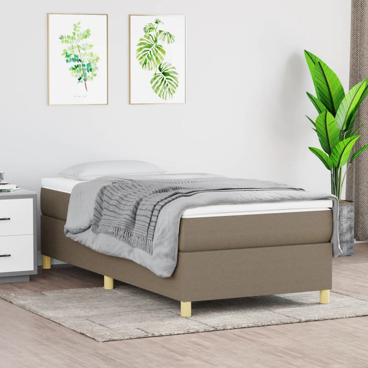 Boxspring sengeramme 90x200 cm stof gråbrun