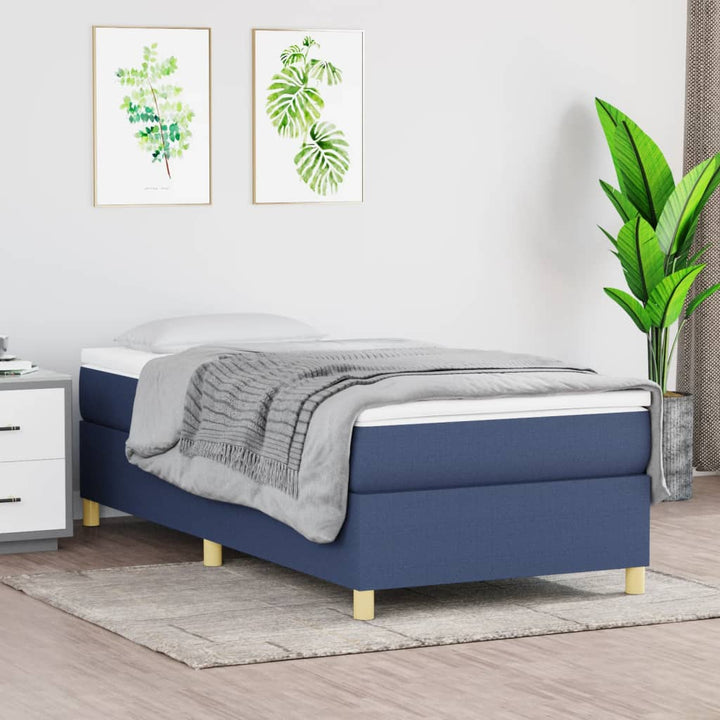 Boxspring sengeramme 90x200 cm stof blå