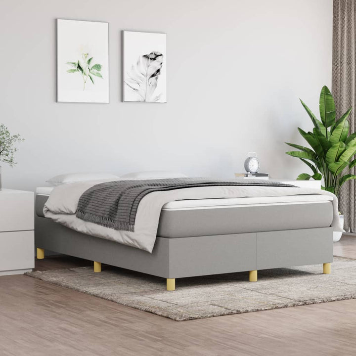 Boxspring sengeramme 140x190 cm stof lysegrå