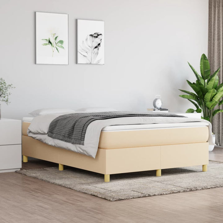 Boxspring sengeramme 140x190 cm stof cremefarvet