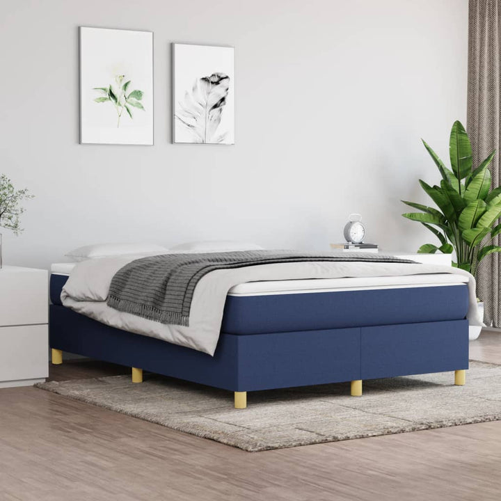 Boxspring sengeramme 140x190 cm stof blå