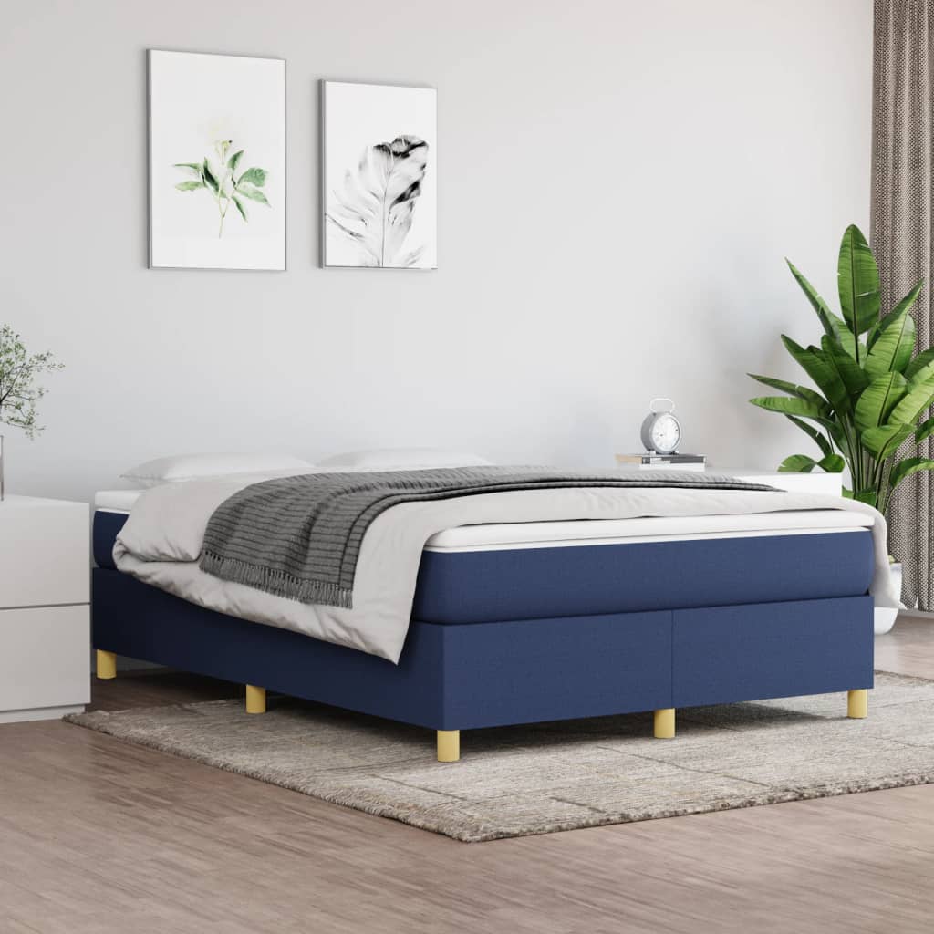 Boxspring sengeramme 140x200 cm stof blå