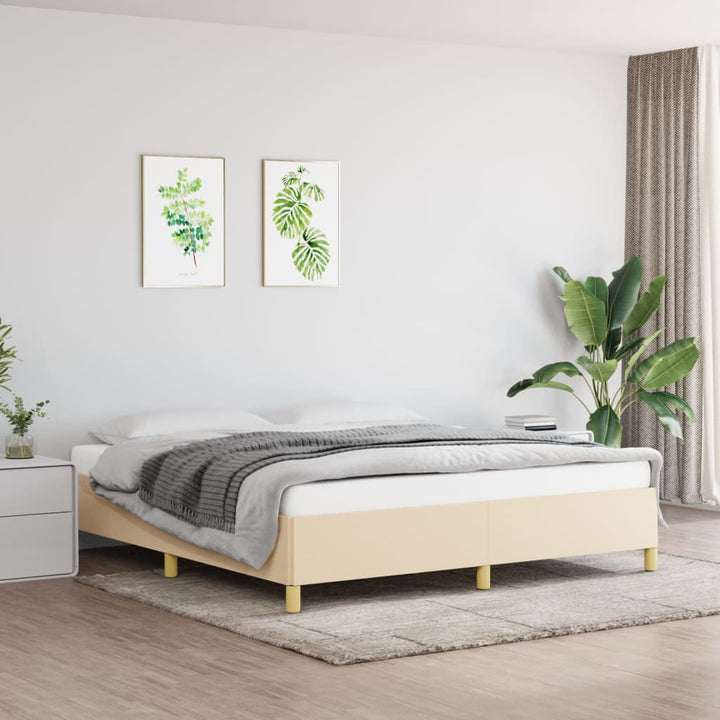 Boxspring sengeramme 160x200 cm stof cremefarvet