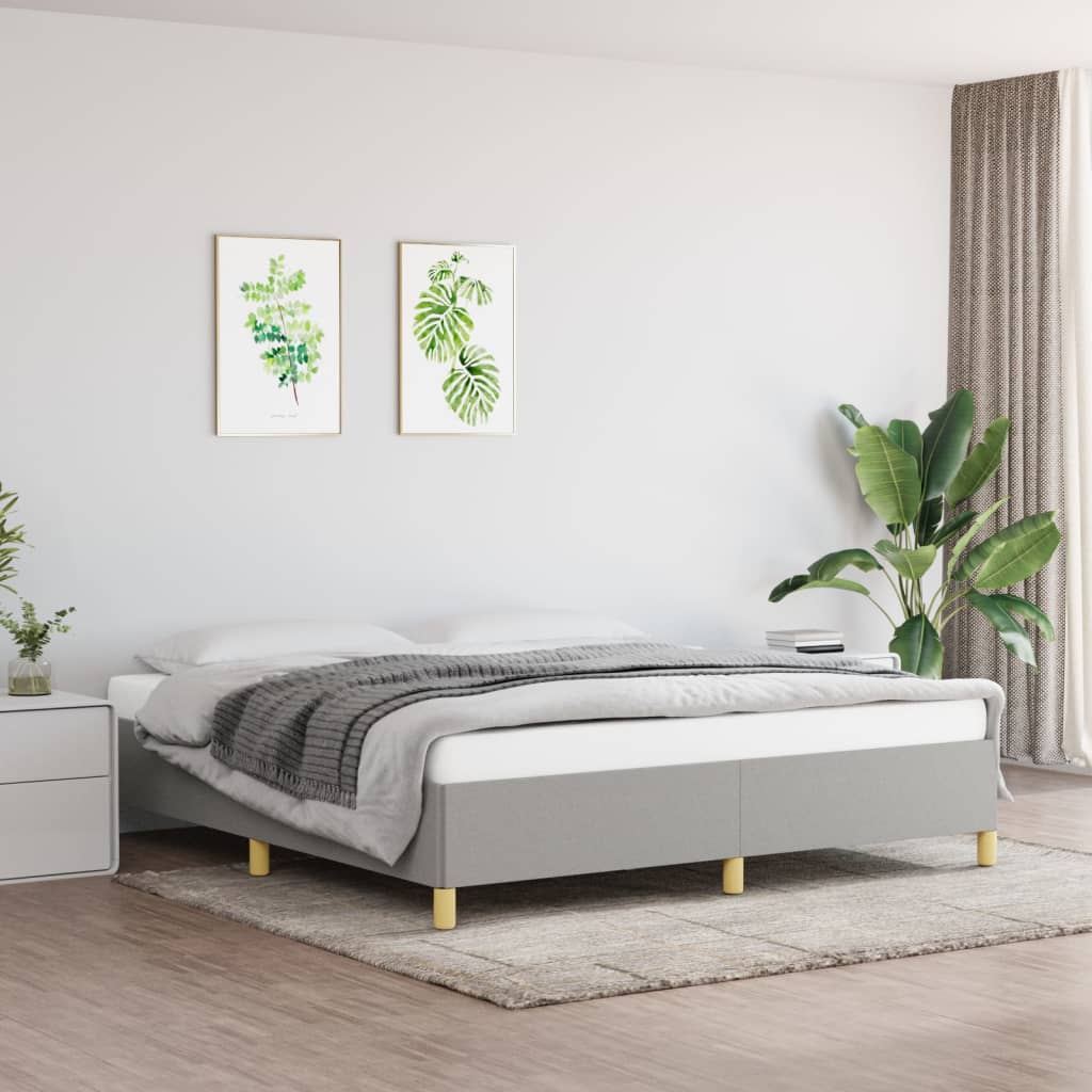Boxspring sengeramme 180x200 cm stof lysegrå