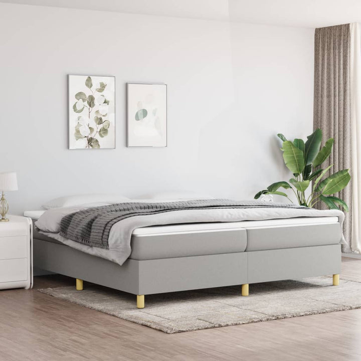 Boxspring sengeramme 200x200 cm stof lysegrå