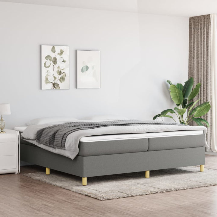 Boxspring sengeramme 200x200 cm stof mørkegrå