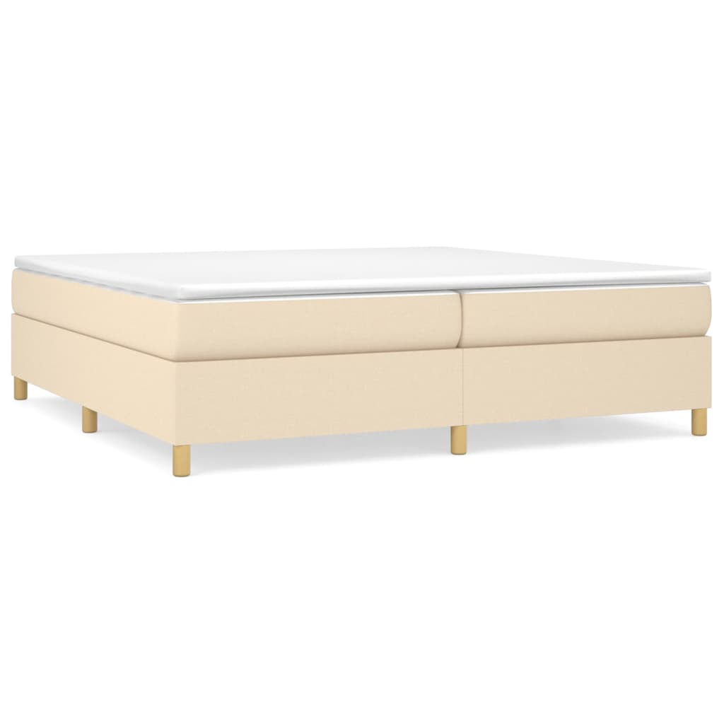 Boxspring sengeramme 200x200 cm stof cremefarvet