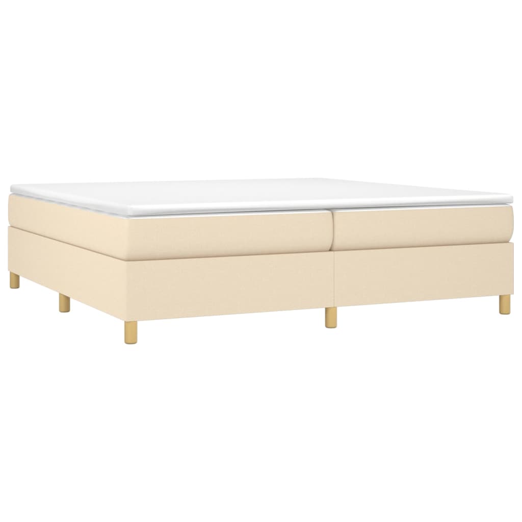 Boxspring sengeramme 200x200 cm stof cremefarvet