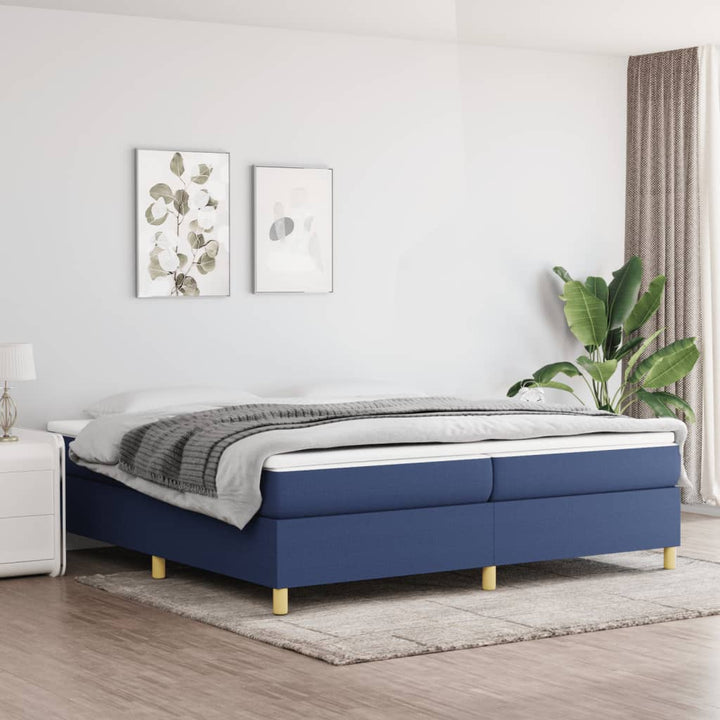 Boxspring sengeramme 200x200 cm stof blå