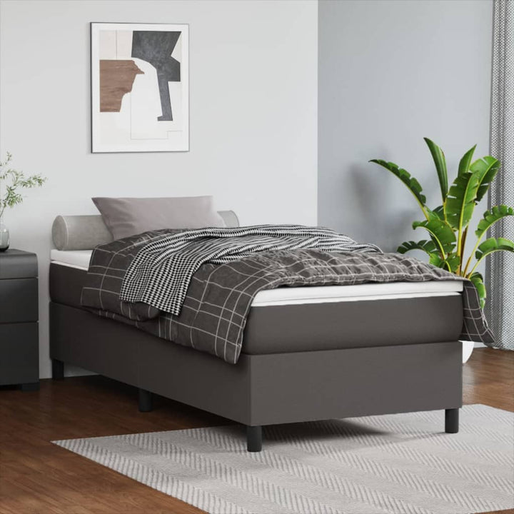 Boxspring sengeramme 80x200 cm kunstlæder grå