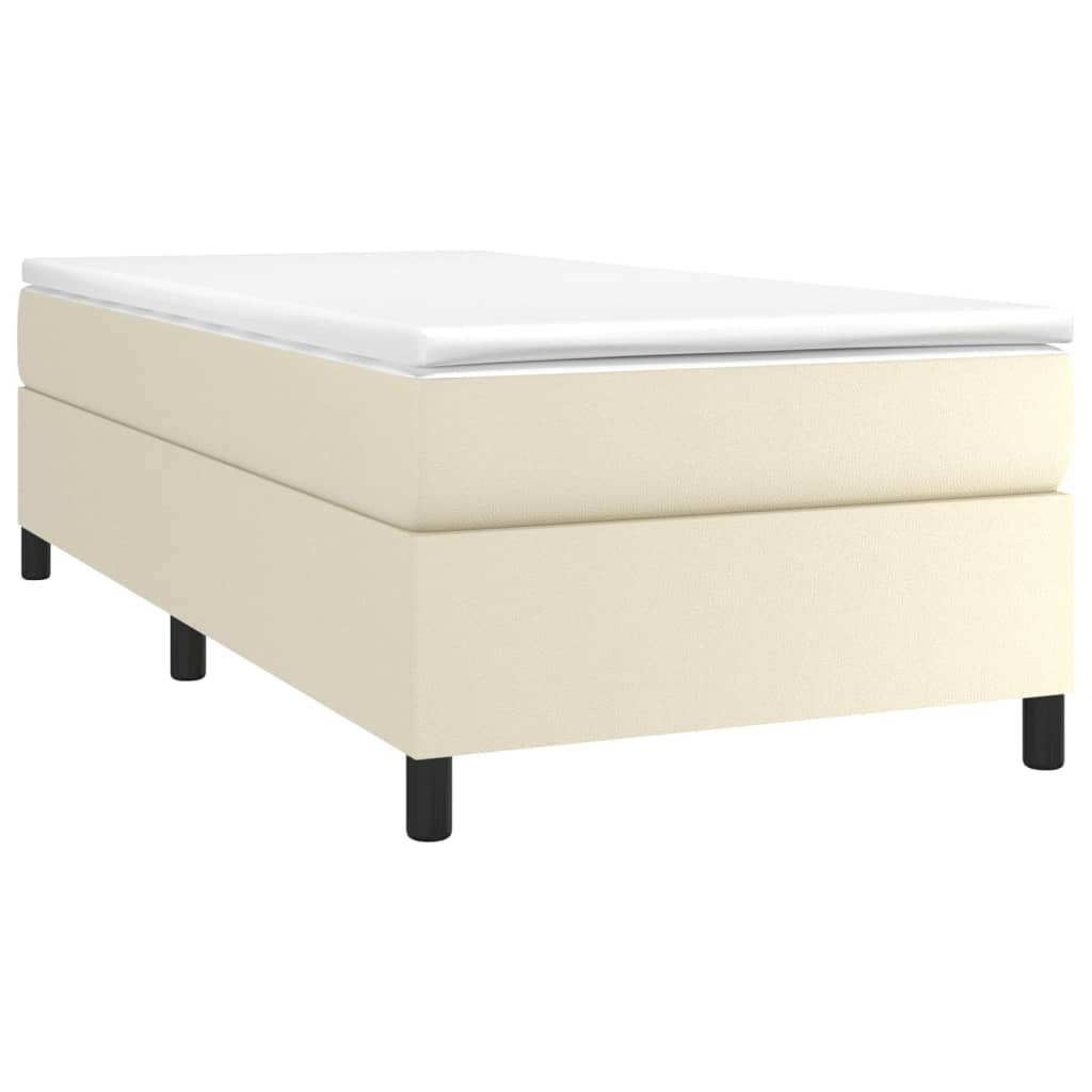 Boxspring sengeramme 90x200 cm kunstlæder cremefarvet