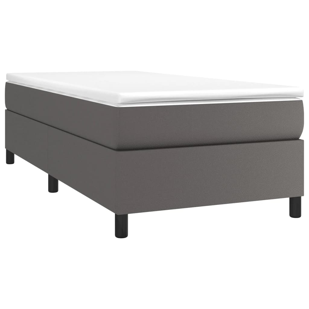 Boxspring sengeramme 90x200 cm kunstlæder grå
