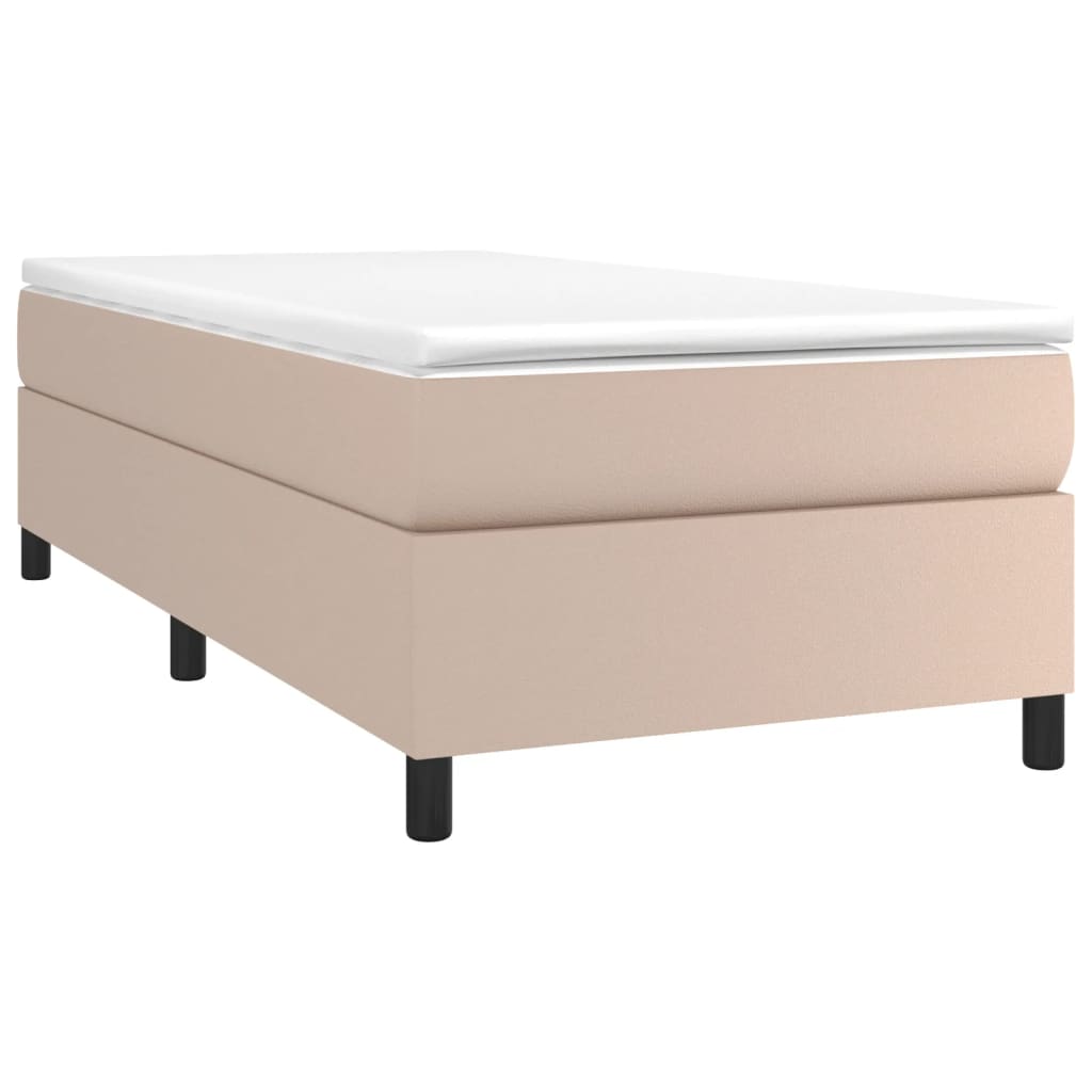 Boxspring sengeramme 90x200 cm kunstlæder cappuccinofarvet