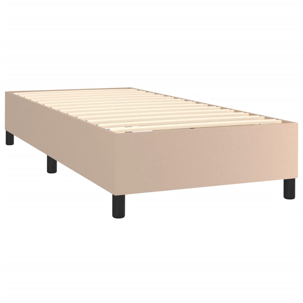 Boxspring sengeramme 90x200 cm kunstlæder cappuccinofarvet