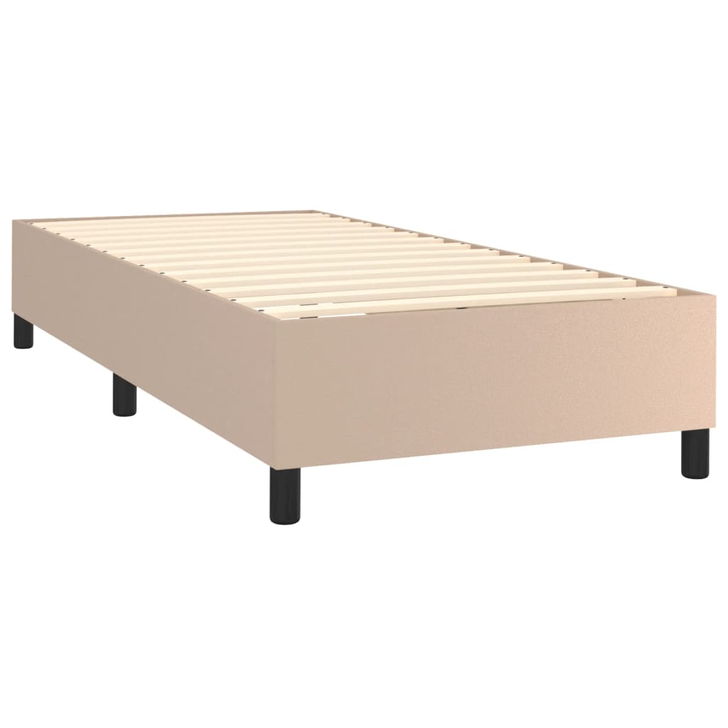 Boxspring sengeramme 100x200 cm kunstlæder cappuccinofarvet