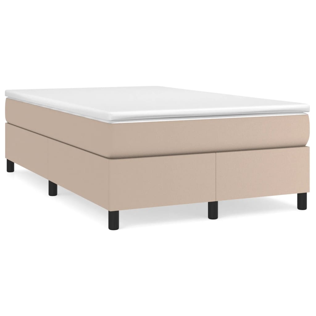 Boxspring sengeramme 120x200 cm kunstlæder cappuccinofarvet