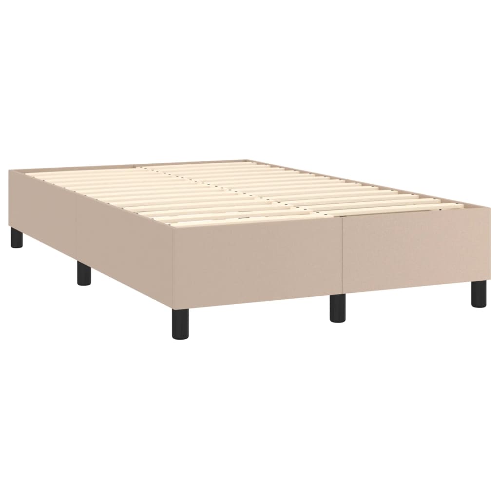 Boxspring sengeramme 120x200 cm kunstlæder cappuccinofarvet