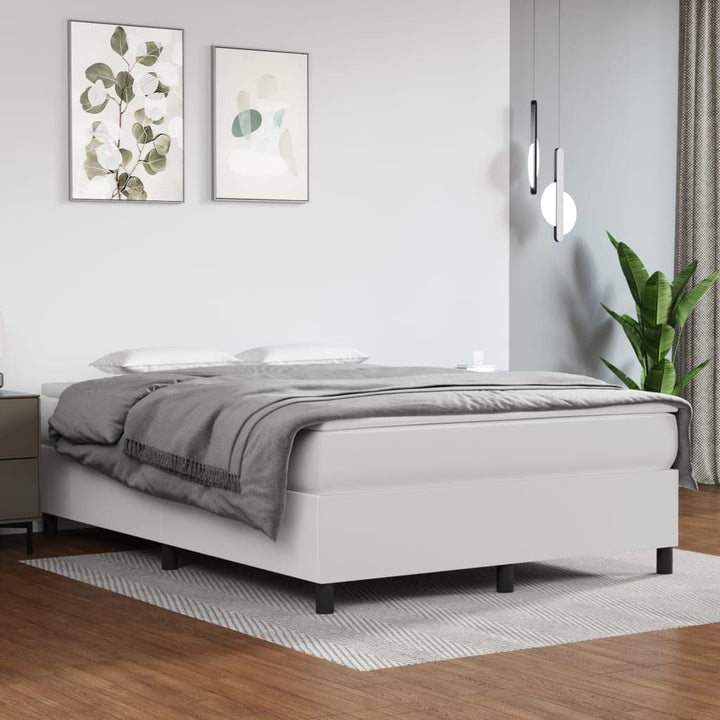Boxspring sengeramme 140x190 cm kunstlæder hvid