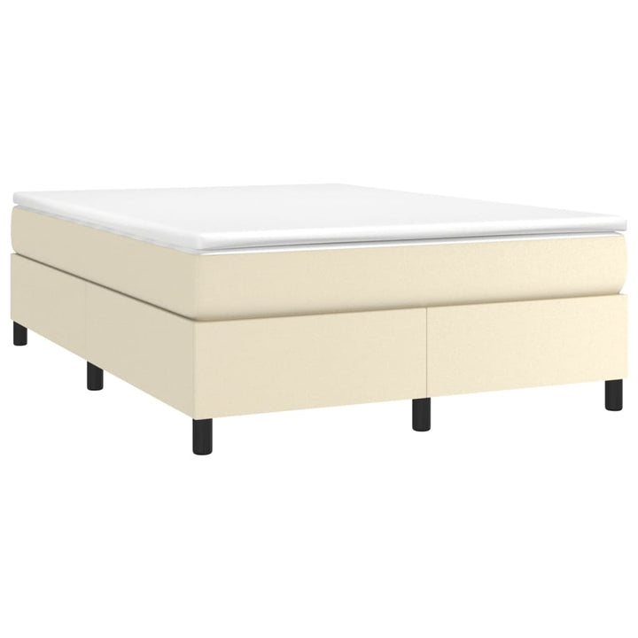 Boxspring sengeramme 140x190 cm kunstlæder cremefarvet