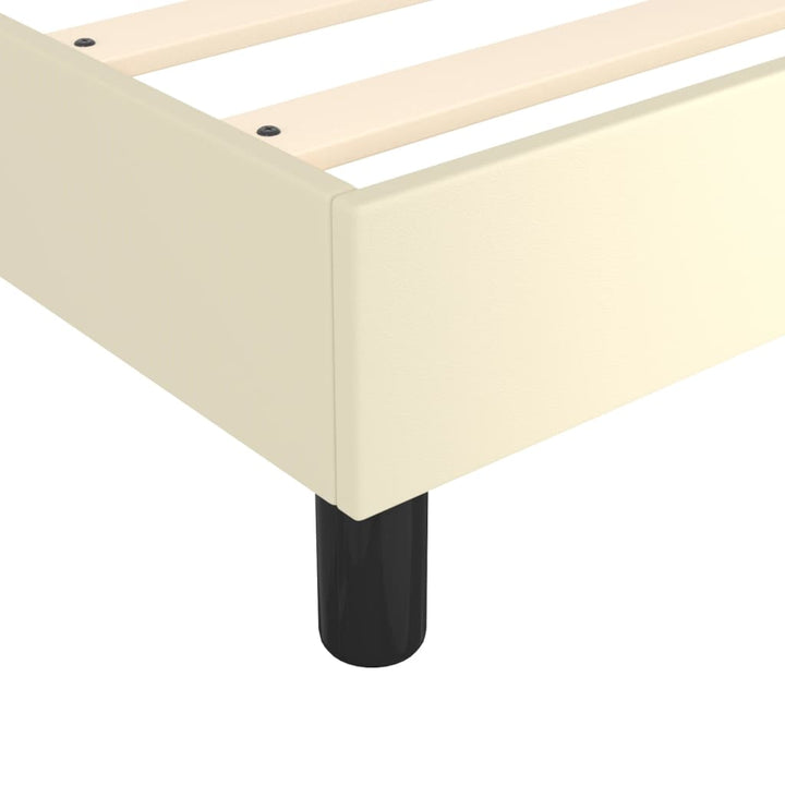 Boxspring sengeramme 140x190 cm kunstlæder cremefarvet
