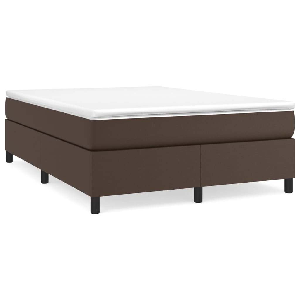 Boxspring sengeramme 140x190 cm kunstlæder brun