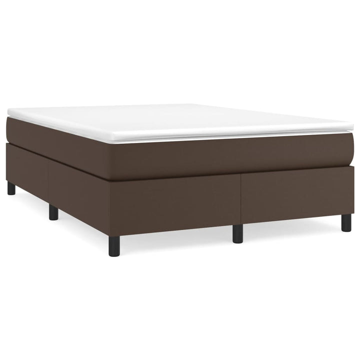 Boxspring sengeramme 140x190 cm kunstlæder brun