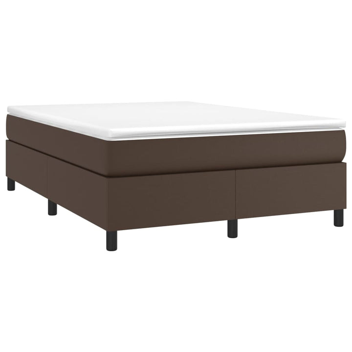 Boxspring sengeramme 140x190 cm kunstlæder brun