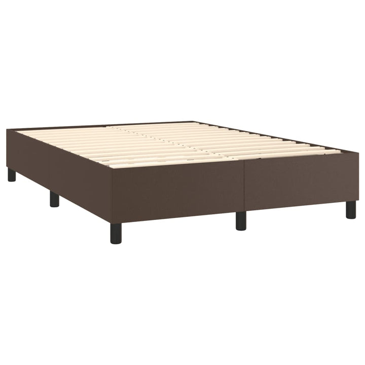Boxspring sengeramme 140x190 cm kunstlæder brun