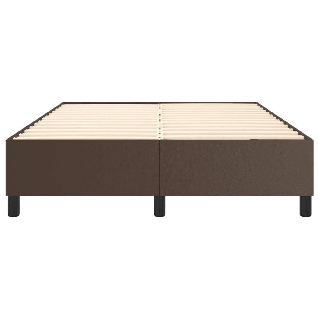 Boxspring sengeramme 140x190 cm kunstlæder brun