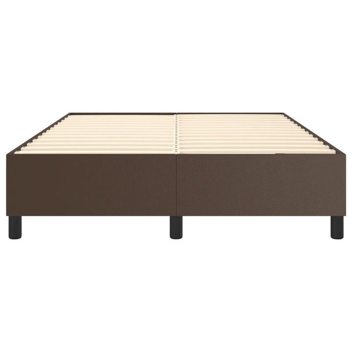 Boxspring sengeramme 140x190 cm kunstlæder brun