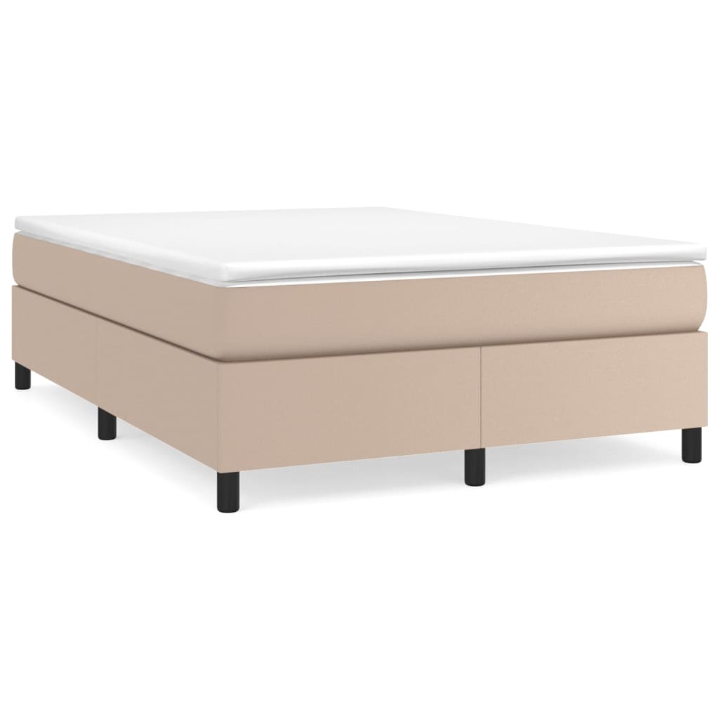 Boxspring sengeramme 140x190 cm kunstlæder cappuccinofarvet