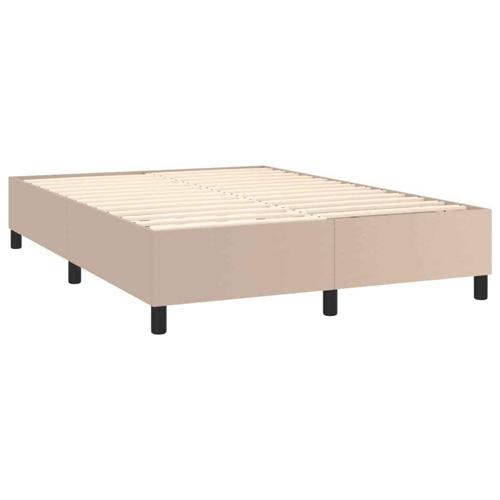 Boxspring sengeramme 140x190 cm kunstlæder cappuccinofarvet