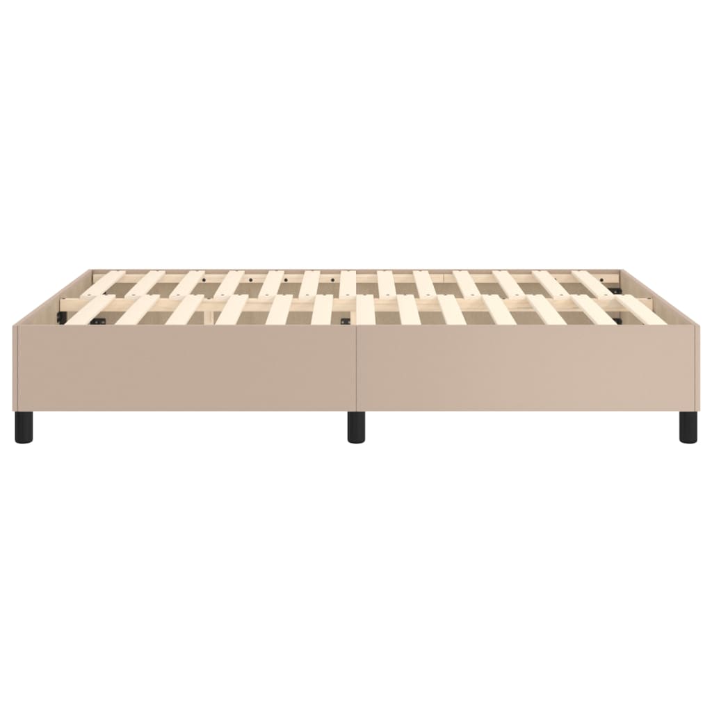 Boxspring sengeramme 140x190 cm kunstlæder cappuccinofarvet