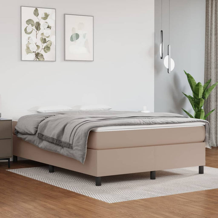 Boxspring sengeramme 140x190 cm kunstlæder cappuccinofarvet