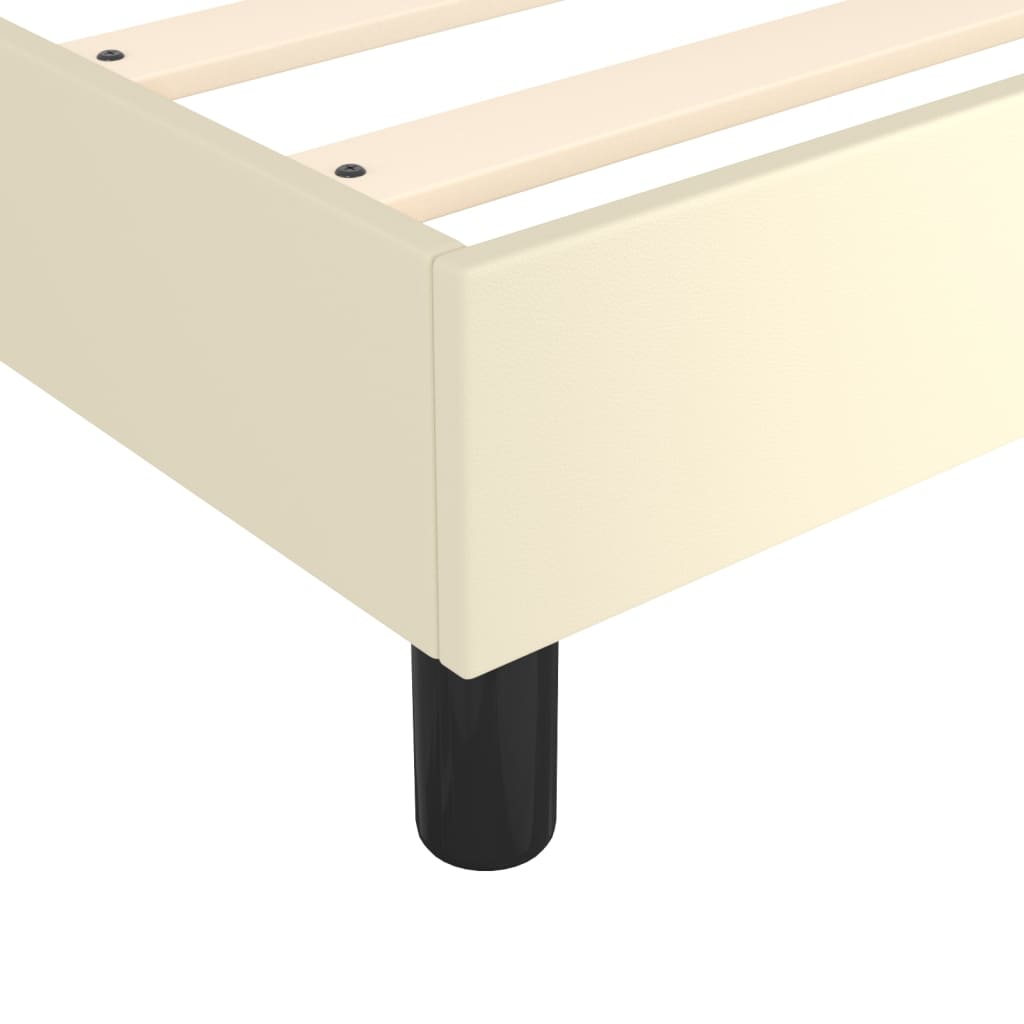 Boxspring sengeramme 140x200 cm kunstlæder cremefarvet