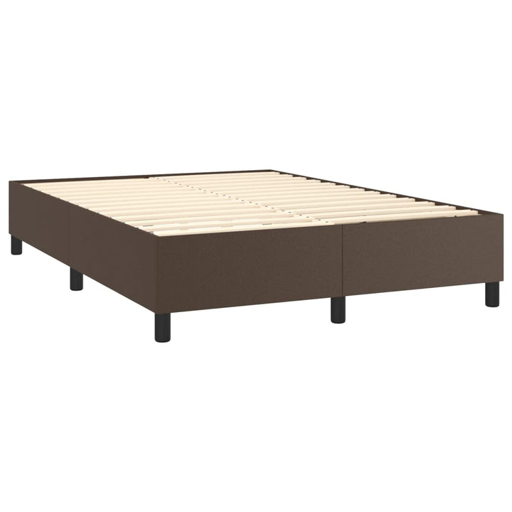 Boxspring sengeramme 140x200 cm kunstlæder brun
