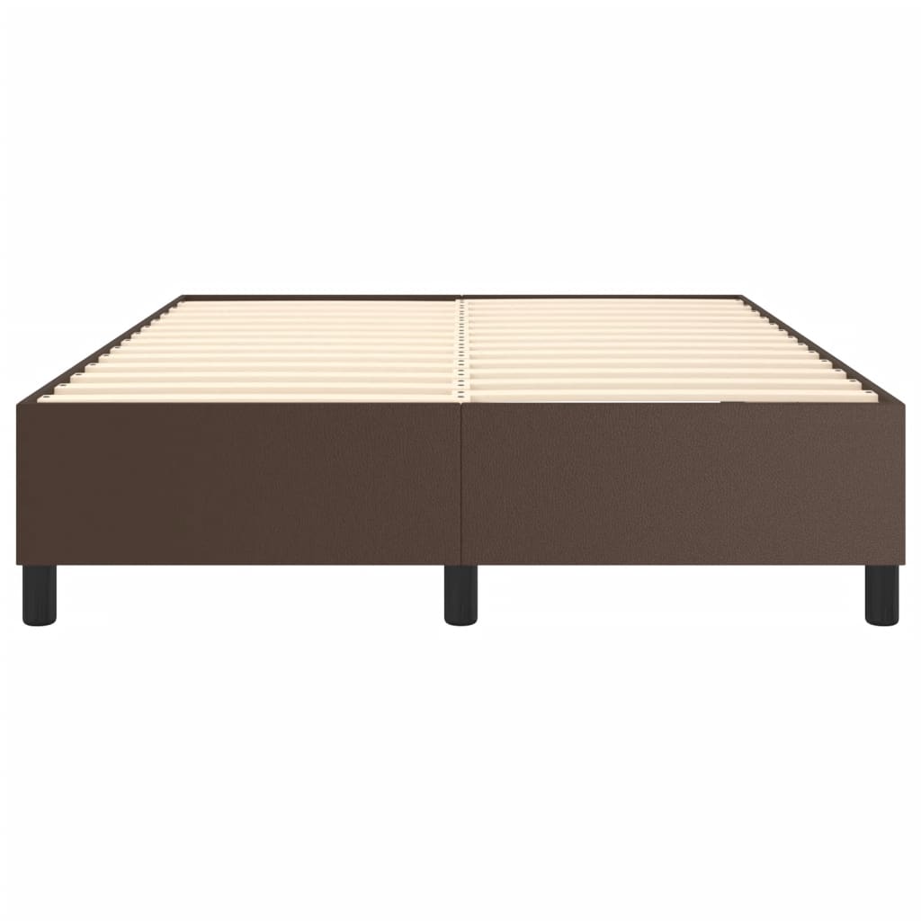 Boxspring sengeramme 140x200 cm kunstlæder brun