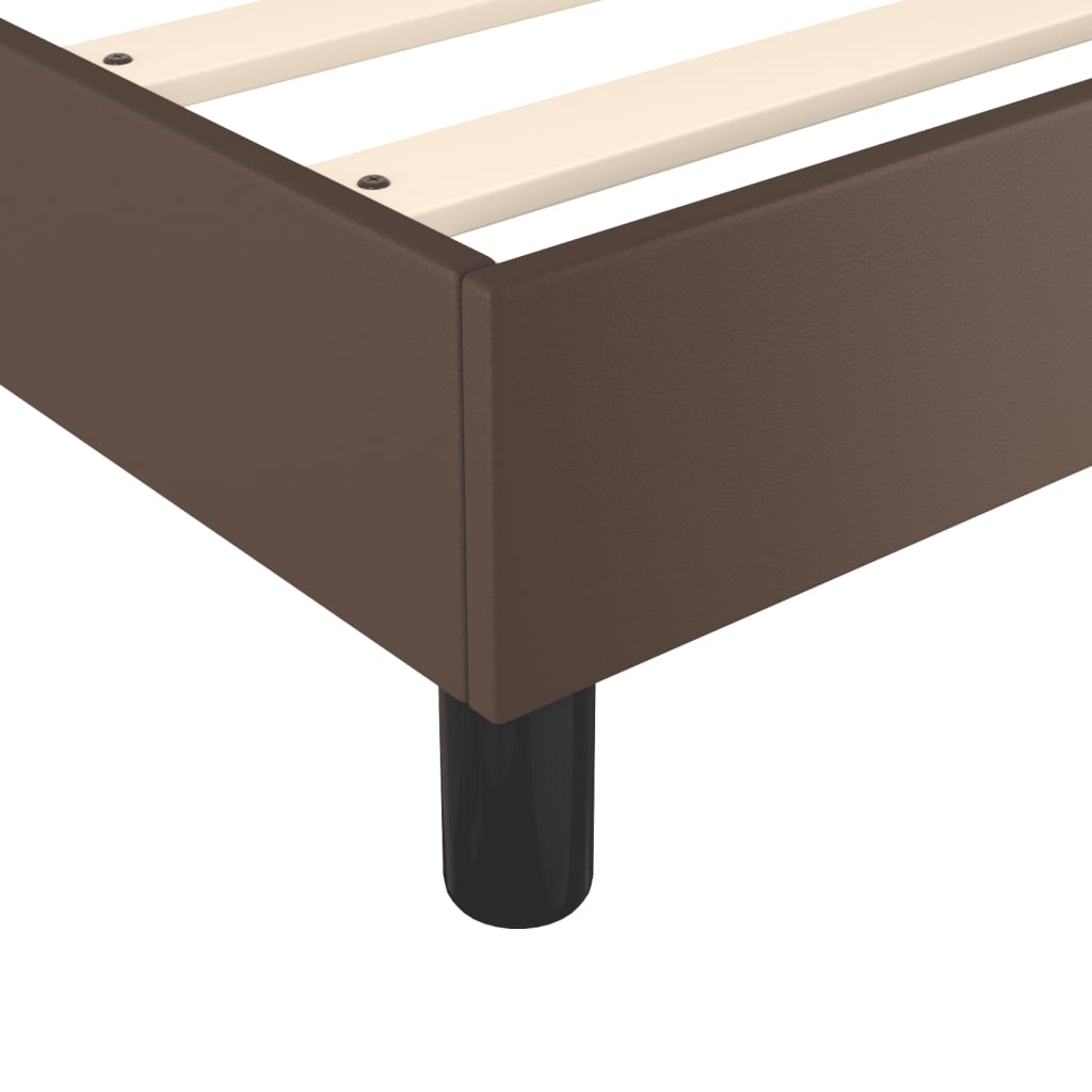 Boxspring sengeramme 140x200 cm kunstlæder brun