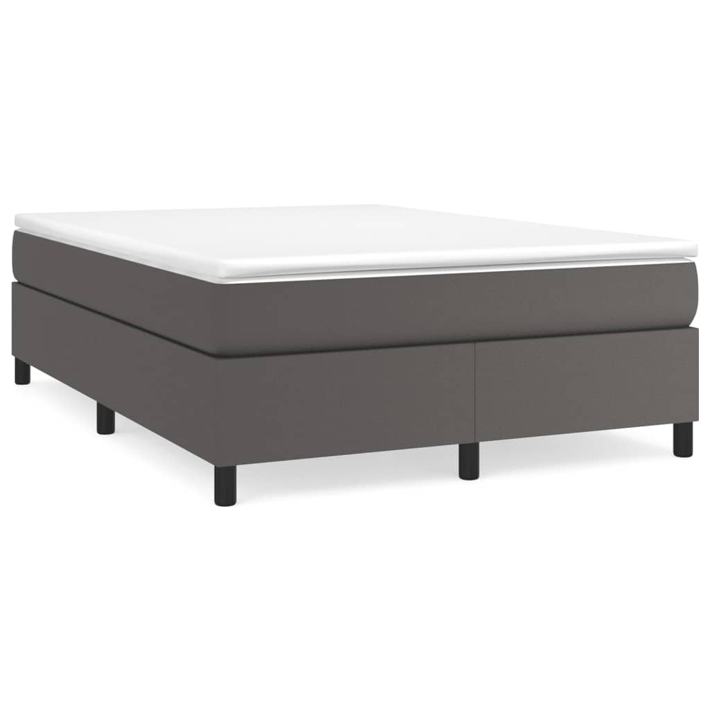 Boxspring sengeramme 140x200 cm kunstlæder grå