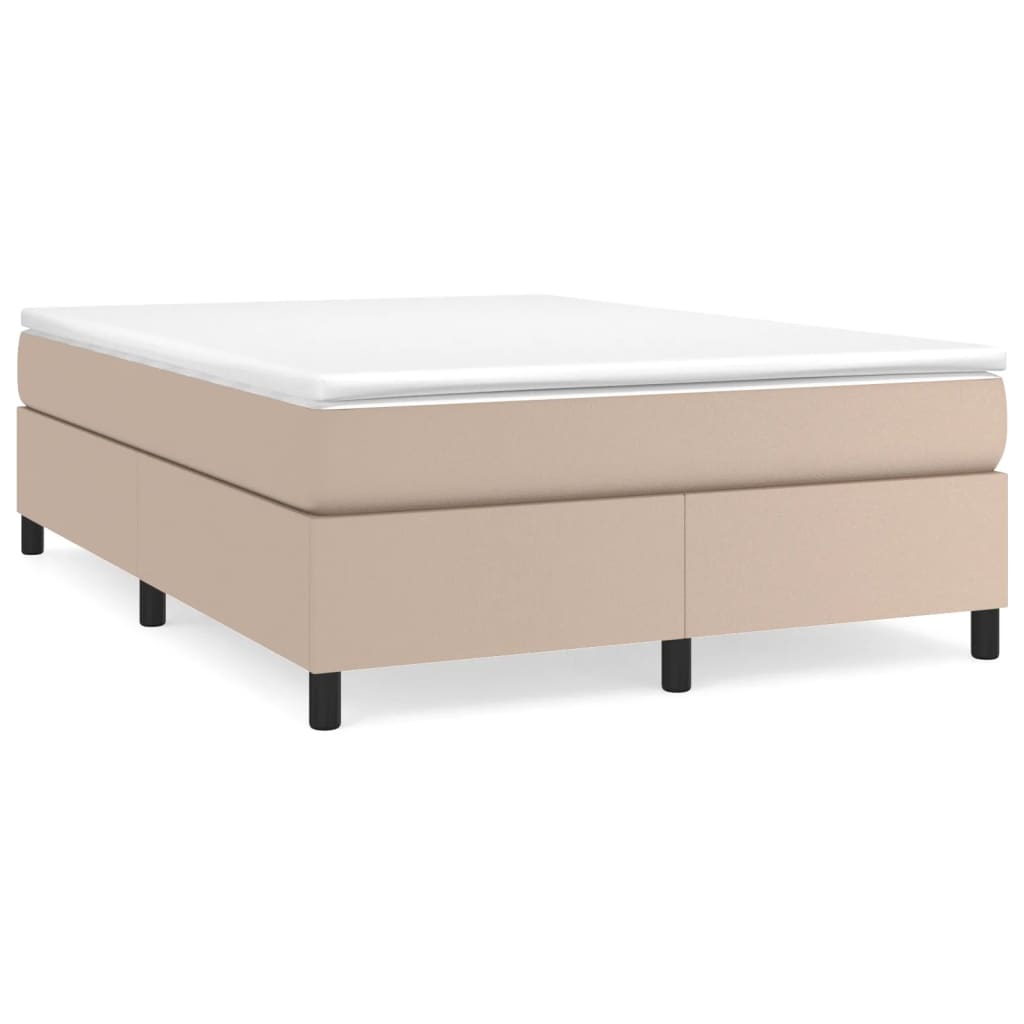 Boxspring sengeramme 140x200 cm kunstlæder cappuccinofarvet