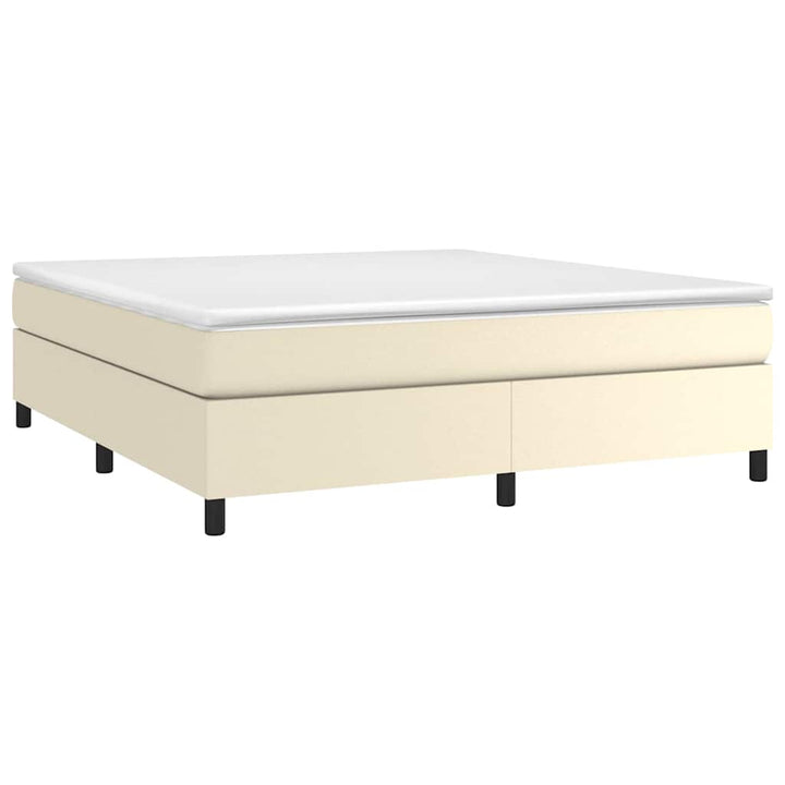 Boxspring sengeramme 160x200 cm kunstlæder cremefarvet