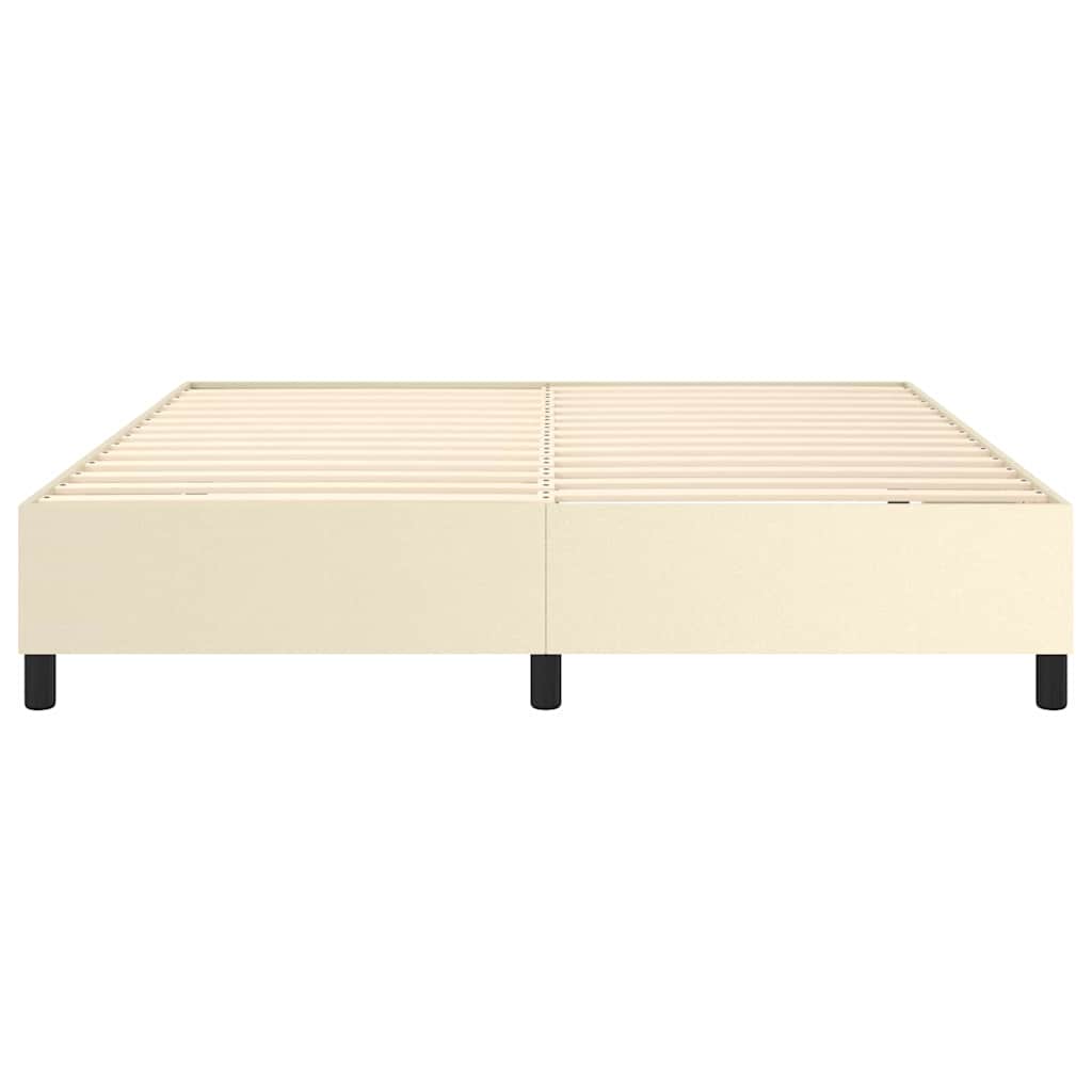 Boxspring sengeramme 160x200 cm kunstlæder cremefarvet