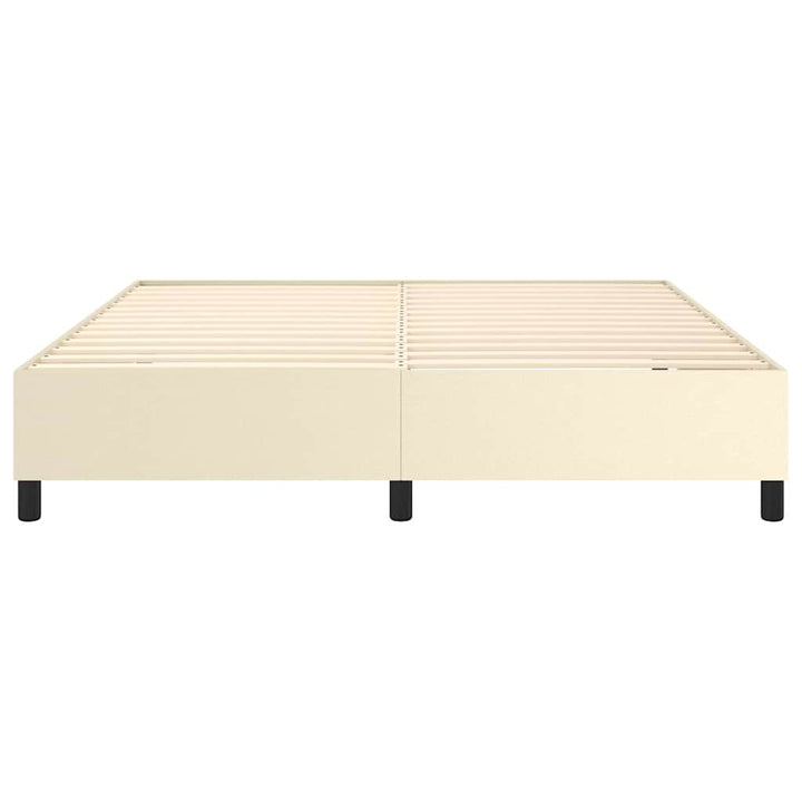 Boxspring sengeramme 160x200 cm kunstlæder cremefarvet
