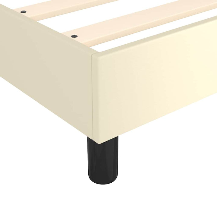 Boxspring sengeramme 160x200 cm kunstlæder cremefarvet