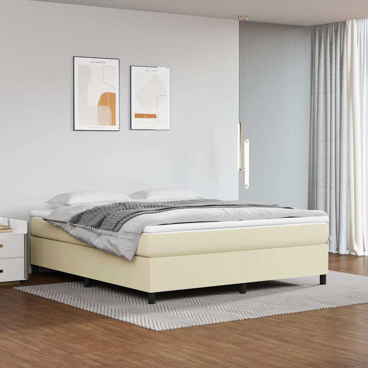 Boxspring sengeramme 160x200 cm kunstlæder cremefarvet
