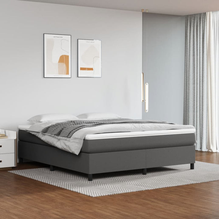 Boxspring sengeramme 160x200 cm kunstlæder grå
