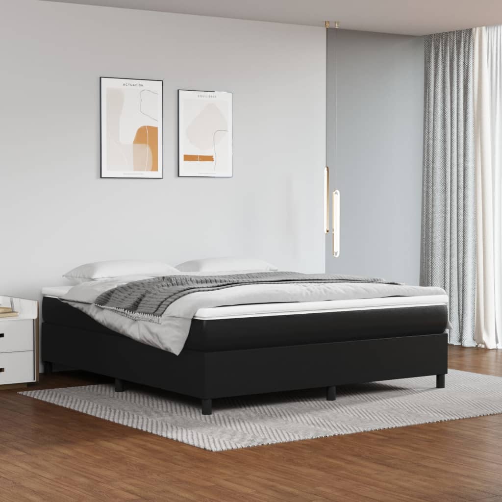 Boxspring sengeramme 180x200 cm kunstlæder sort
