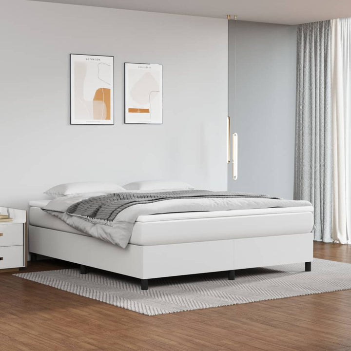 Boxspring sengeramme 180x200 cm kunstlæder hvid